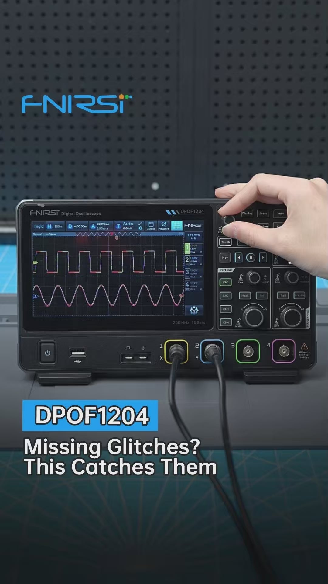 Oscilloscope à phosphore numérique FNIRSI® DPOF1204 analogique 4 canaux 200 MHz 1GSa/s