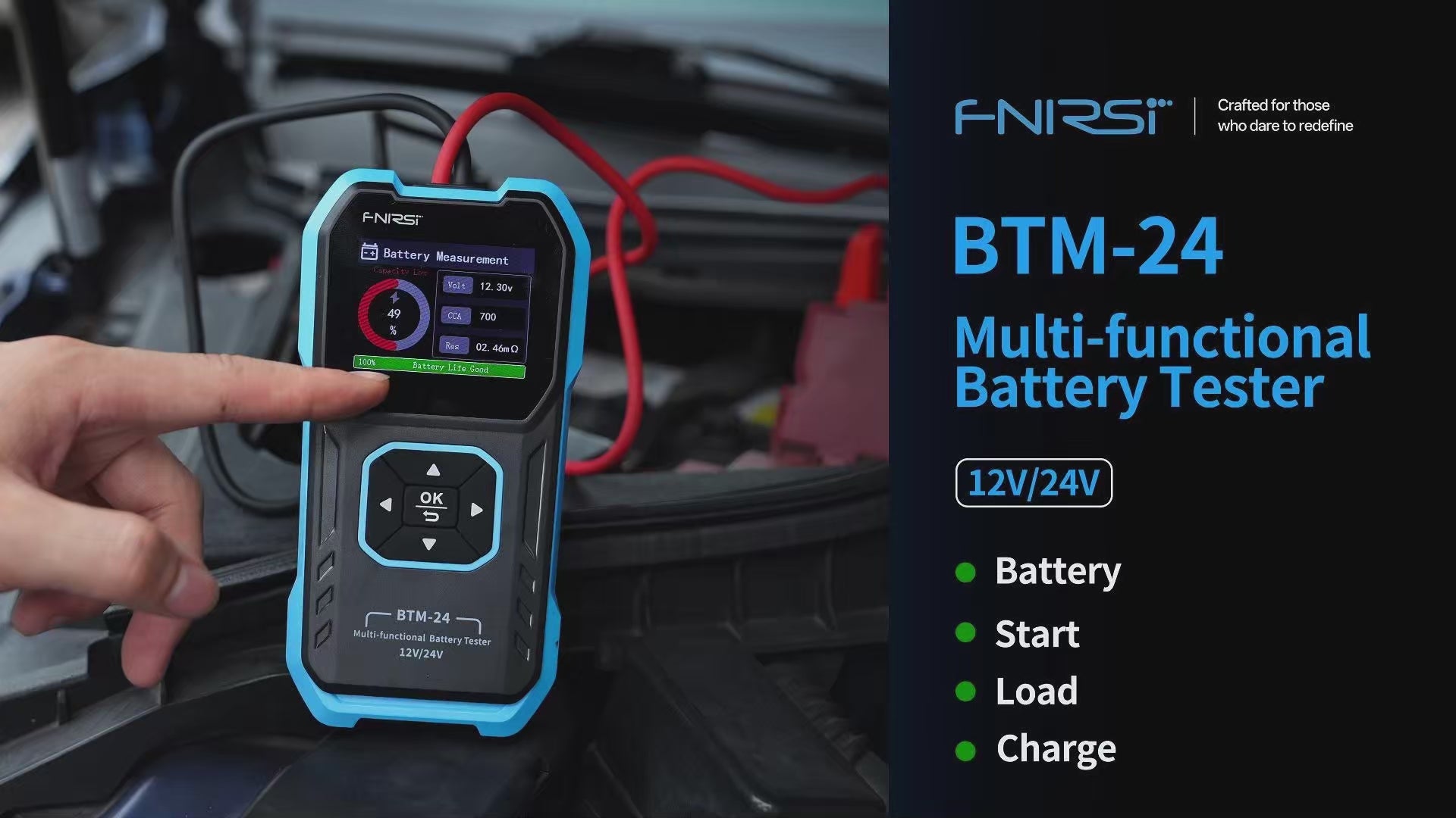 FNIRSI® BTM-24 Tester Multi-Funzione per Batteria Auto 12V/24V 2000A CCA
